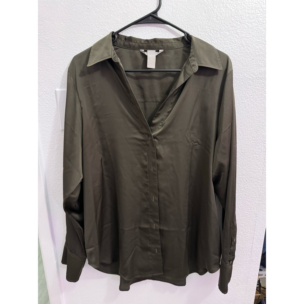 Silk button down top